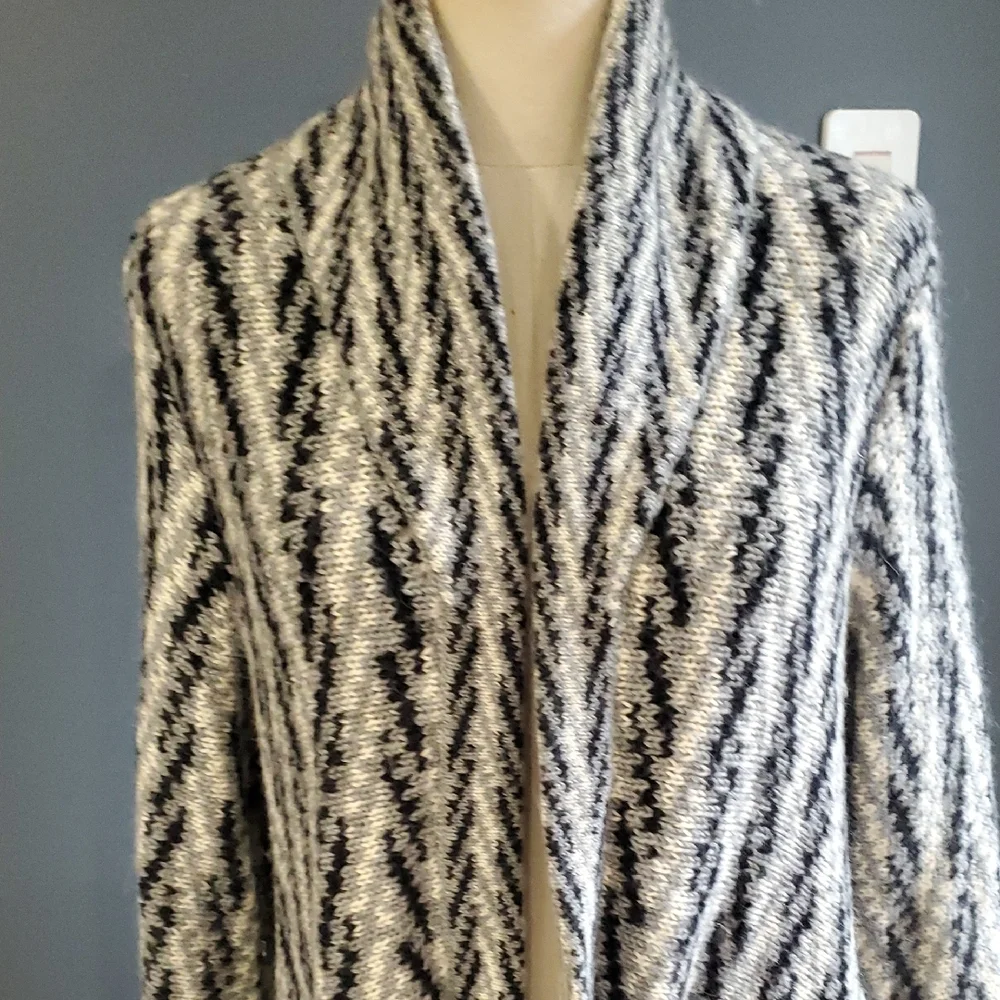 Gloria Jewel  Cozy Black Grey White Women's Waterfall Drape  Cardigan Sweater - Picture 3 of 15